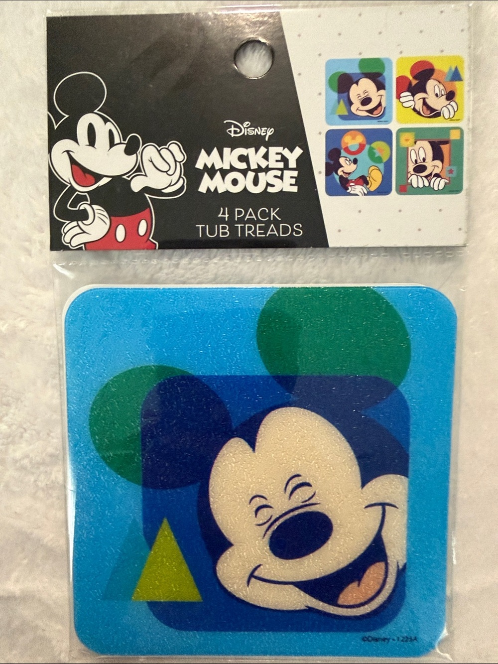 Disney Mickey Mouse Blue Green Cream Foam Tub Treads (4 Pack)
